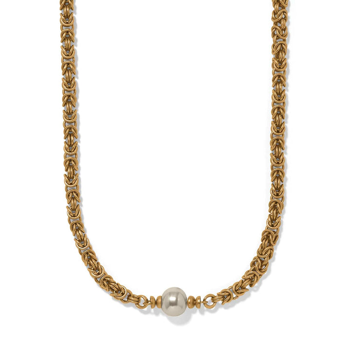 Brighton Trust Your Journey Pearl Chain Short Necklace - gold plated japanese baroque pearl necklace, front view