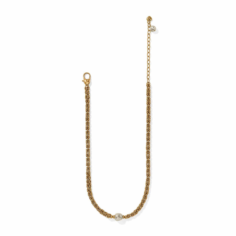 Brighton Trust Your Journey Pearl Chain Short Necklace - gold plated japanese baroque pearl necklace, side view