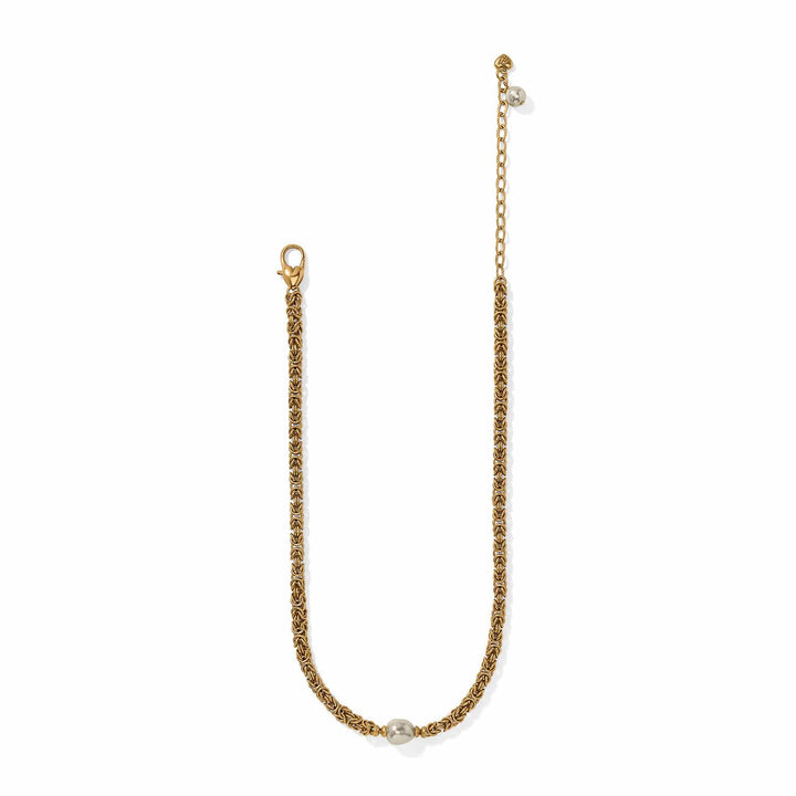 Brighton Trust Your Journey Pearl Chain Short Necklace - gold plated japanese baroque pearl necklace, side view