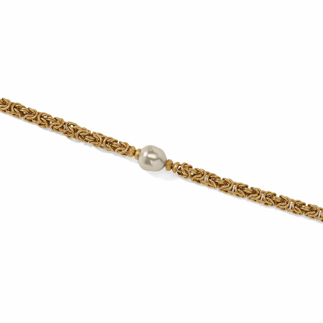 Brighton Trust Your Journey Pearl Chain Short Necklace - gold plated japanese baroque pearl necklace, detail view