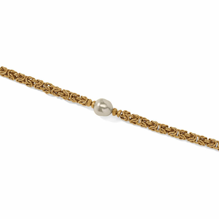 Brighton Trust Your Journey Pearl Chain Short Necklace - gold plated japanese baroque pearl necklace, detail view