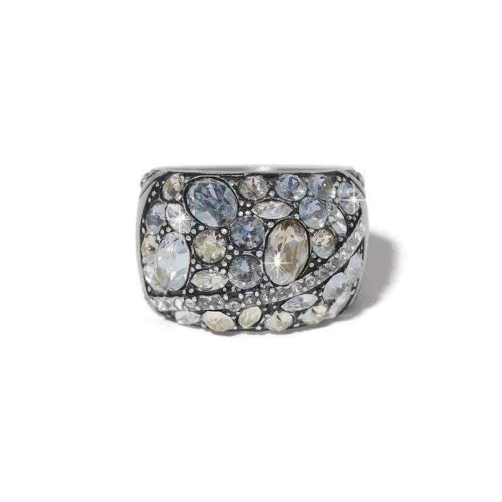 Brighton Trust Your Journey ring with a sky-blue band and silver inspirational design.