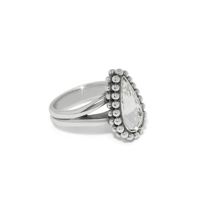 Brighton Twinkle Luxe Teardrop Ring - Silver Plated Solitaire Band