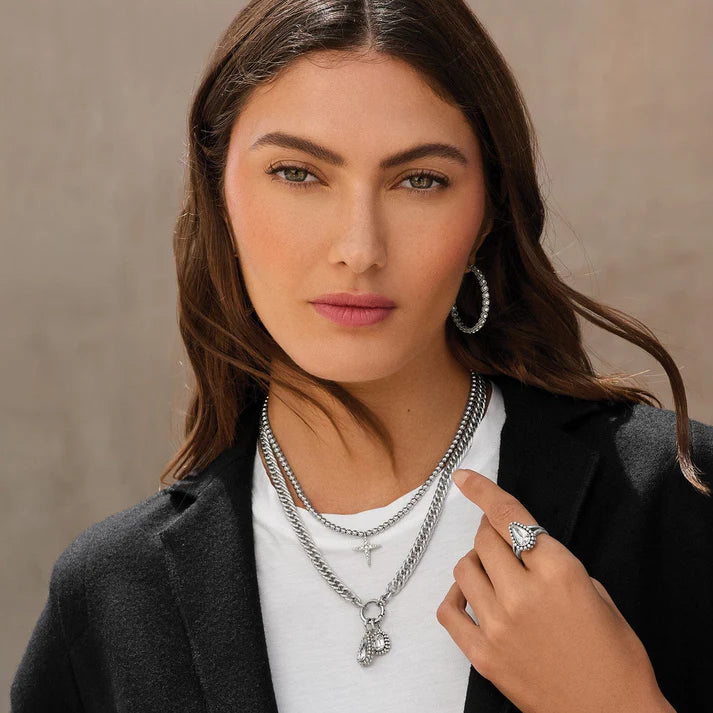 Brighton Twinkle Luxe Teardrop Ring - Silver Plated Solitaire Band