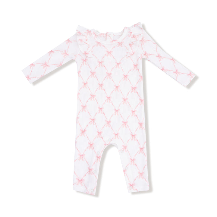 Ribbon Bow Trellis- LS Ruffle Romper