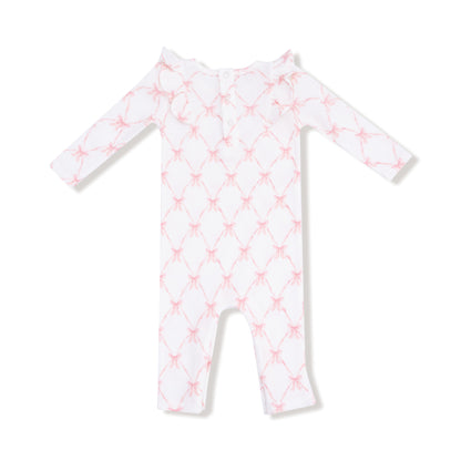Ribbon Bow Trellis- LS Ruffle Romper