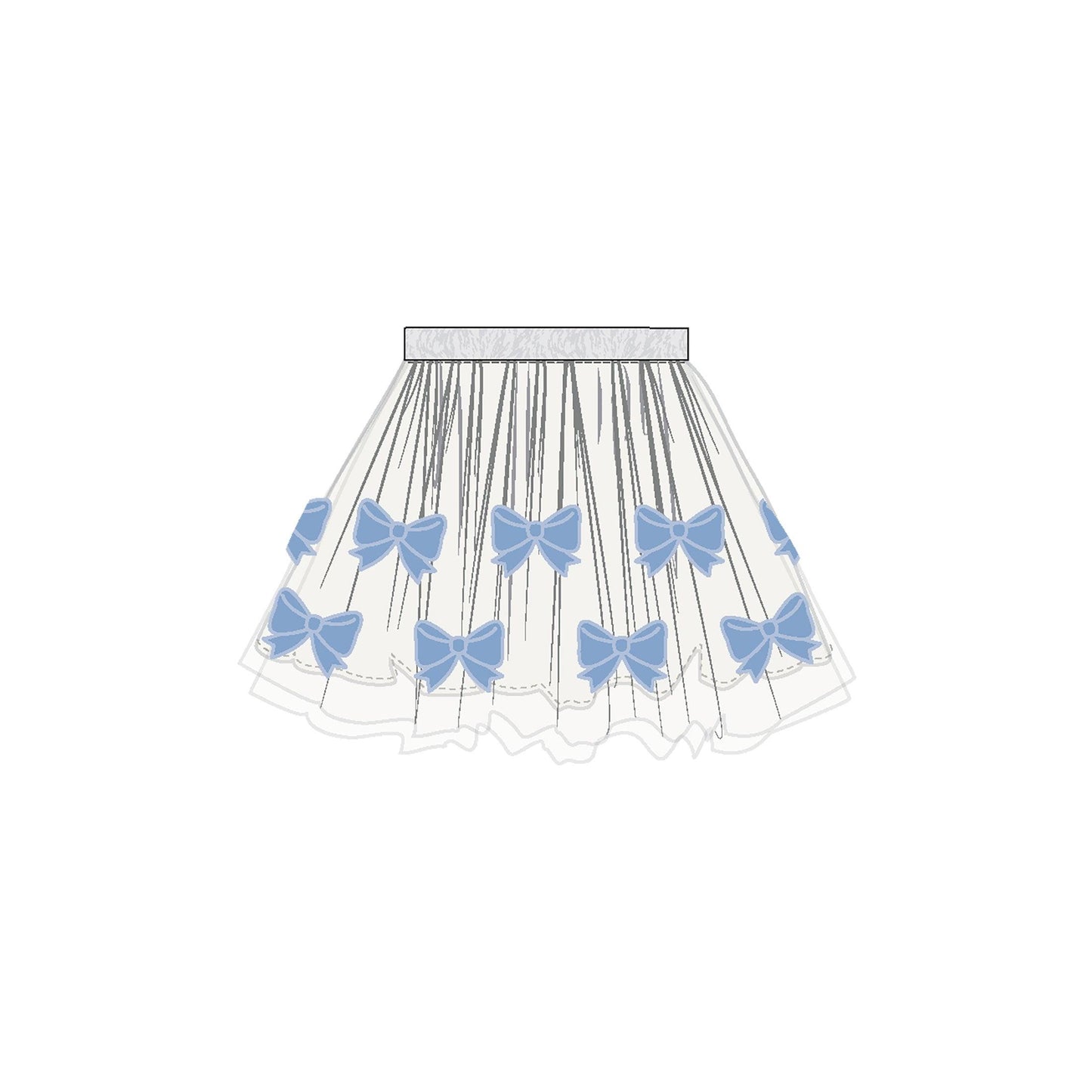 Romi Floral - Tutu Skirt - Blue Bow