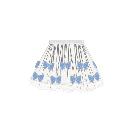 Romi Floral - Tutu Skirt - Blue Bow