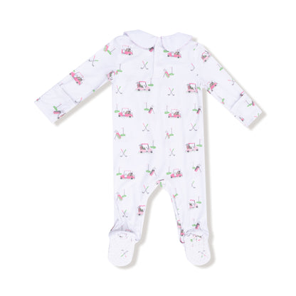Baby Golf Carts - Pink - Smocked Peter Pan Snap Footie