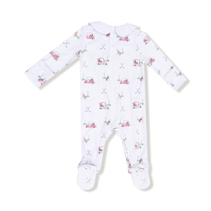 Baby Golf Carts - Pink - Smocked Peter Pan Snap Footie