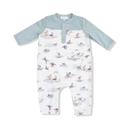 Migrating Mallards - Romper w/Contrast Sleeve