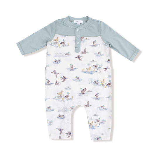 Migrating Mallards - Romper w/Contrast Sleeve