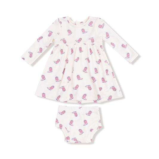 Petite Cowgirl Boots - Simple Dress + Bloomer