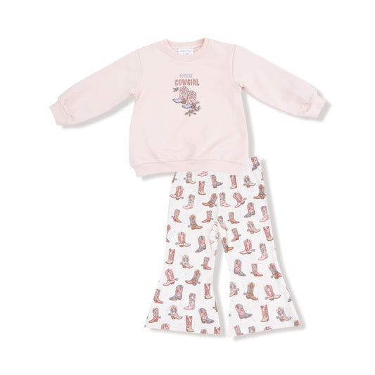 Future Cowgirl - French Terry Oversize Sweatshirt With Silk Screen And Bamboo Baby Bell