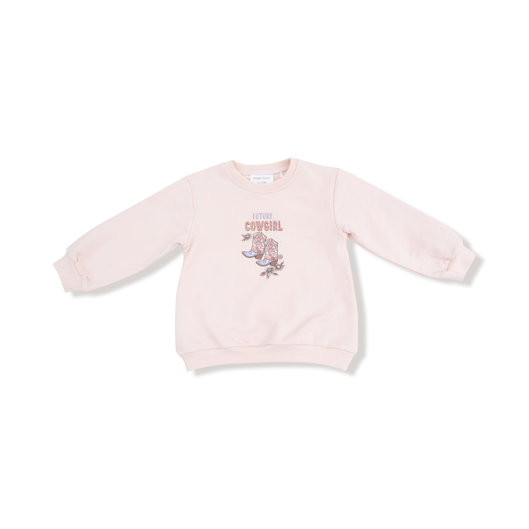Future Cowgirl - French Terry Oversize Sweatshirt With Silk Screen And Bamboo Baby Bell