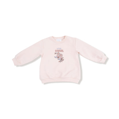 Future Cowgirl - French Terry Oversize Sweatshirt With Silk Screen And Bamboo Baby Bell