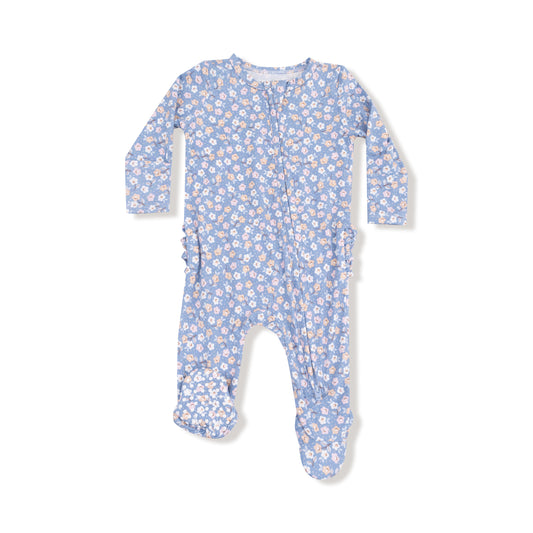 2 Way Zipper Ruffle Back Footie - Country Calico