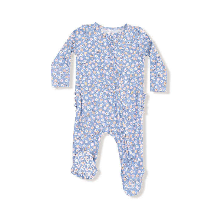 2 Way Zipper Ruffle Back Footie - Country Calico