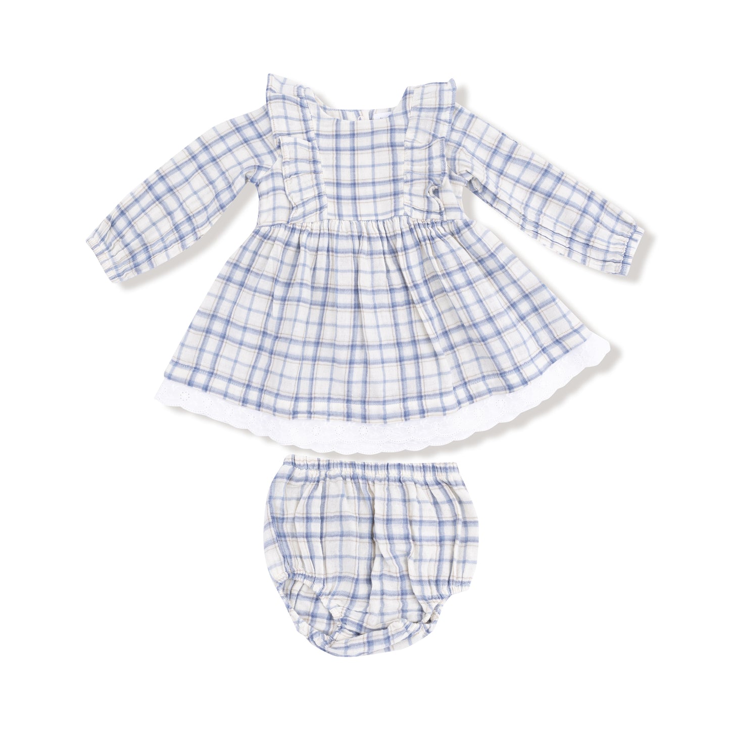 Long Sleeve Dress and Bloomer (2T to 4T Dress Only) - Blue Plaid