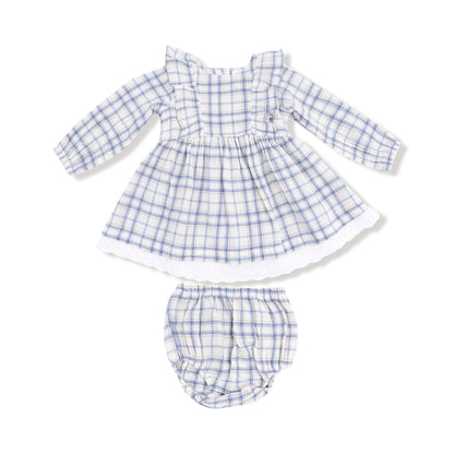 Long Sleeve Dress and Bloomer (2T to 4T Dress Only) - Blue Plaid