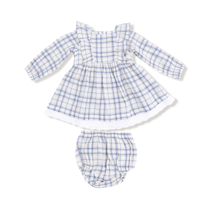 Long Sleeve Dress and Bloomer (2T to 4T Dress Only) - Blue Plaid