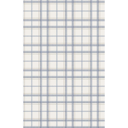 Long Sleeve Polo Romper with Full Placket - Blue Plaid