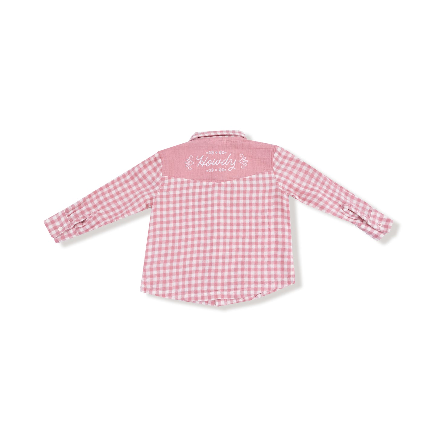 Long Sleeve Western Pearl Snap Shirt - Rose Pink Plaid
