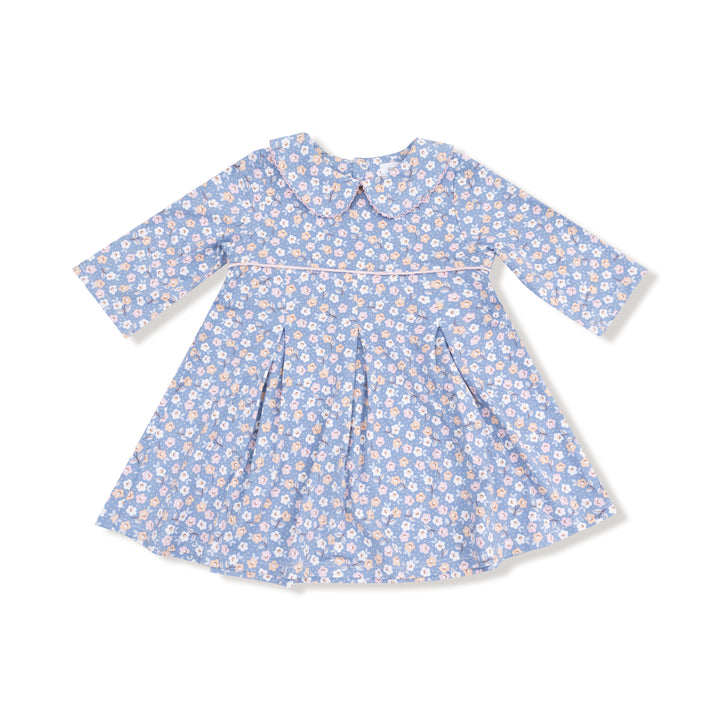 Box Pleat Dress w/ 3/4 Sleeve + Peterpan Collar &amp; Leggings - Country Calico