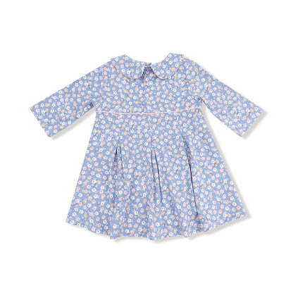 Box Pleat Dress w/ 3/4 Sleeve + Peterpan Collar & Leggings - Country Calico