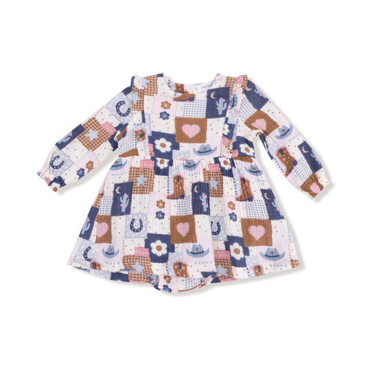 Ruffle Long Sleeve Bubble with Skirt - Patchwork Cowgirl