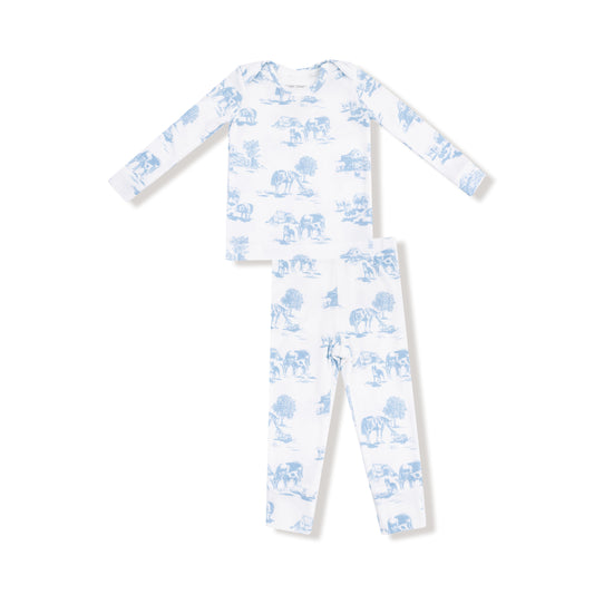 Long Sleeve Loungewear Set - Farm Toile Blue