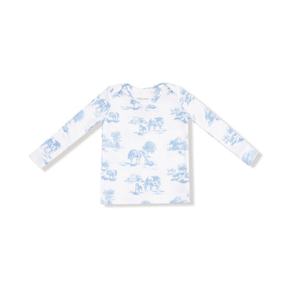 Long Sleeve Loungewear Set - Farm Toile Blue