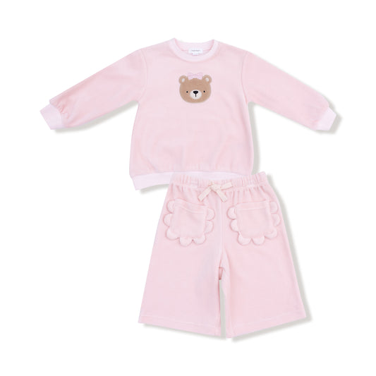 Long Sleeve Velour Teddy Bear Outfit
