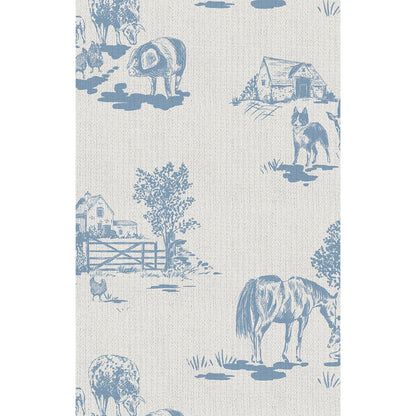 2 Way Zipper Romper - Farm Toile Blue