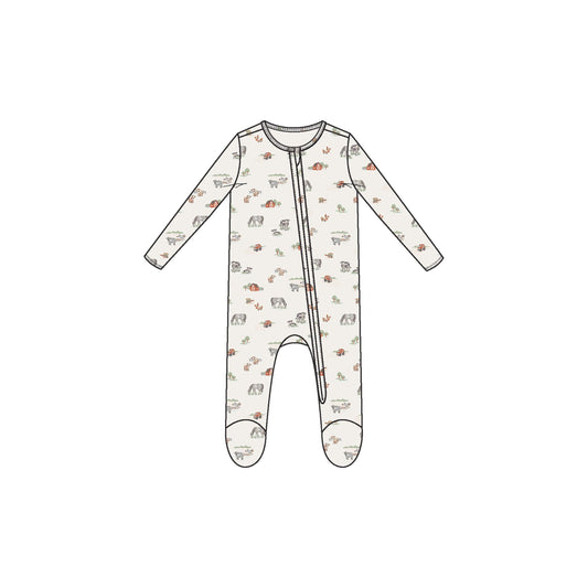 2 Way Zipper Romper - Little Farm