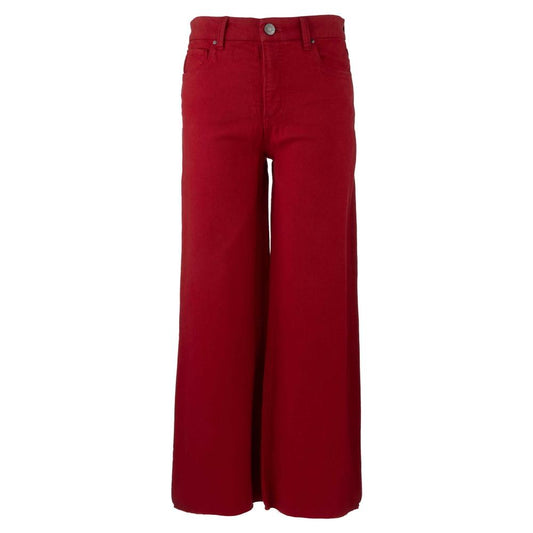 Meg High Rise Wide Leg Raw Hem - Ruby Red