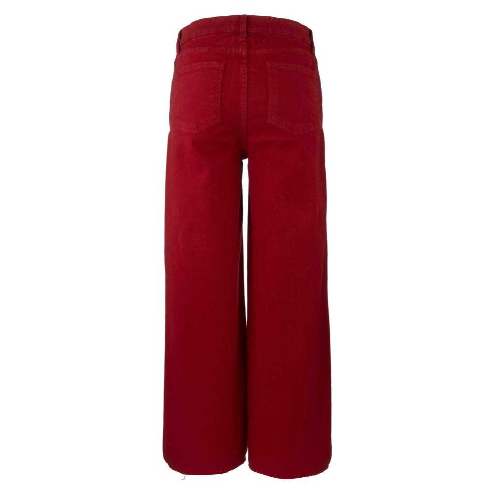 Meg High Rise Wide Leg Raw Hem - Ruby Red