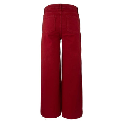 Meg High Rise Wide Leg Raw Hem - Ruby Red