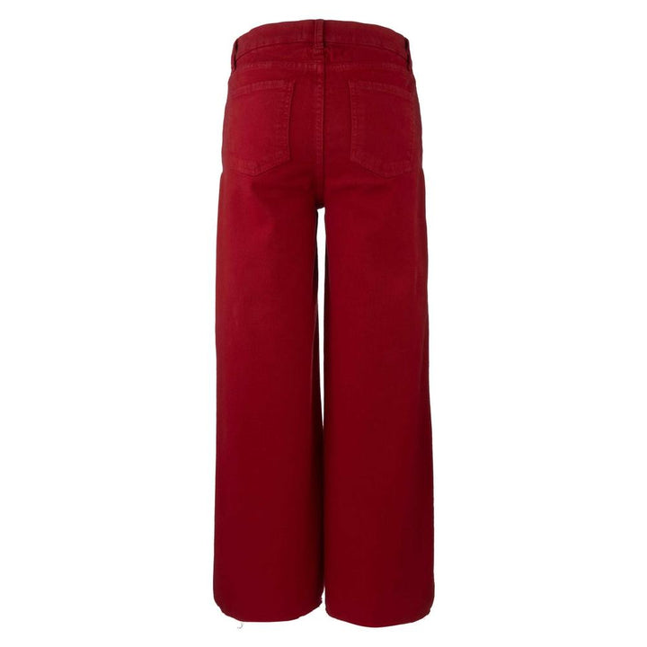 Meg High Rise Wide Leg Raw Hem - Ruby Red