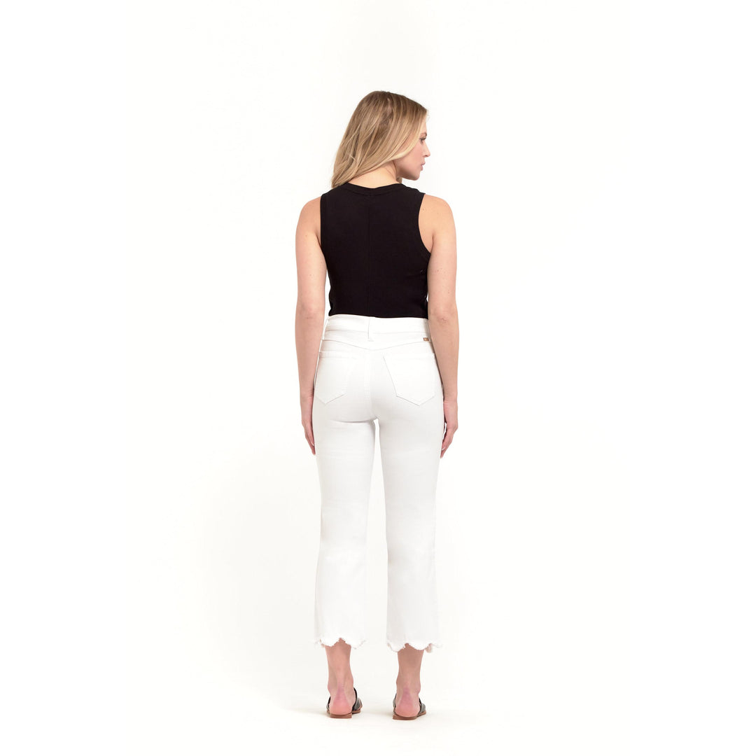 1822 Denim Scalloped Crop Jean in White