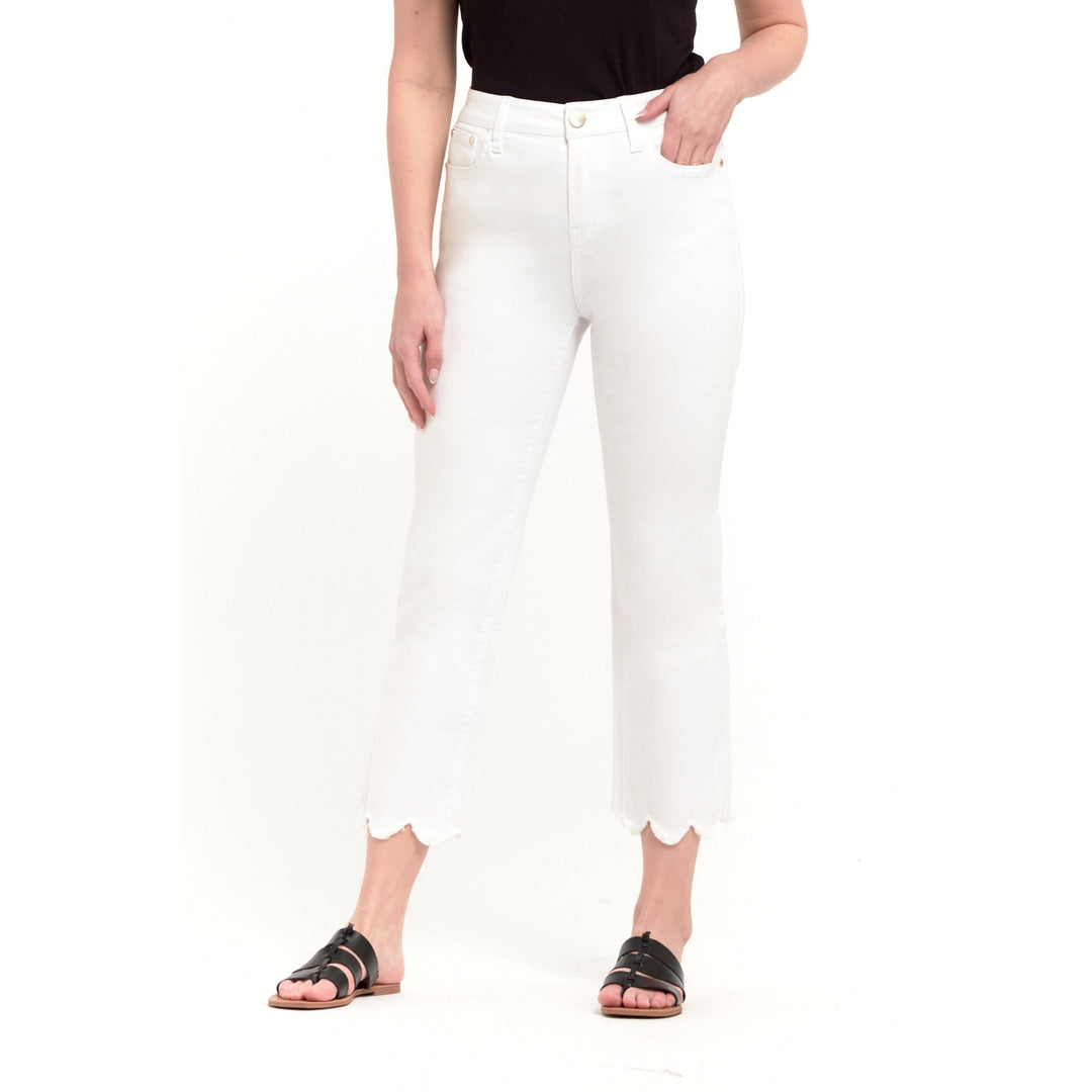 1822 Denim Scalloped Crop Jean in White