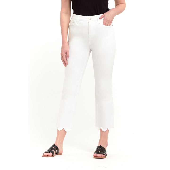 1822 Denim Scalloped Crop Jean in White