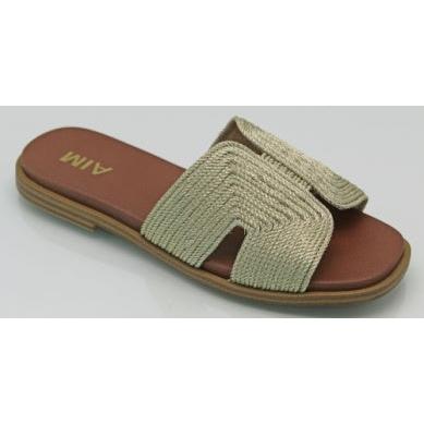 MIA Dia Sandal in Ecru featuring a wide woven fabric strap and contoured MIA Signature Footbed.