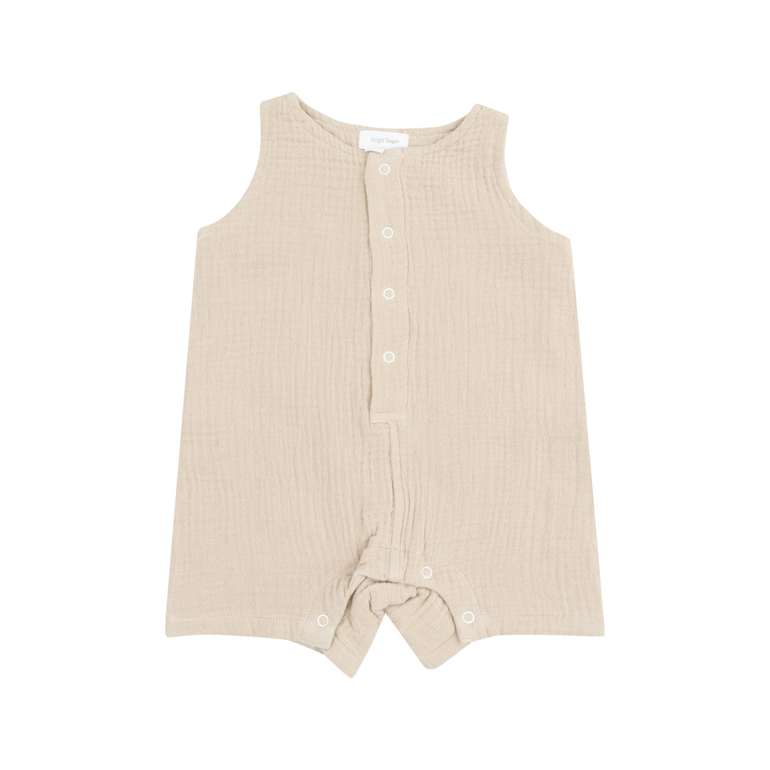 Sleeveless Shortie Romper - Muslin Oxford Tan