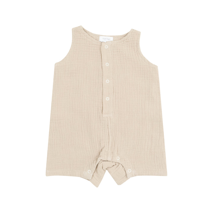 Sleeveless Shortie Romper - Muslin Oxford Tan