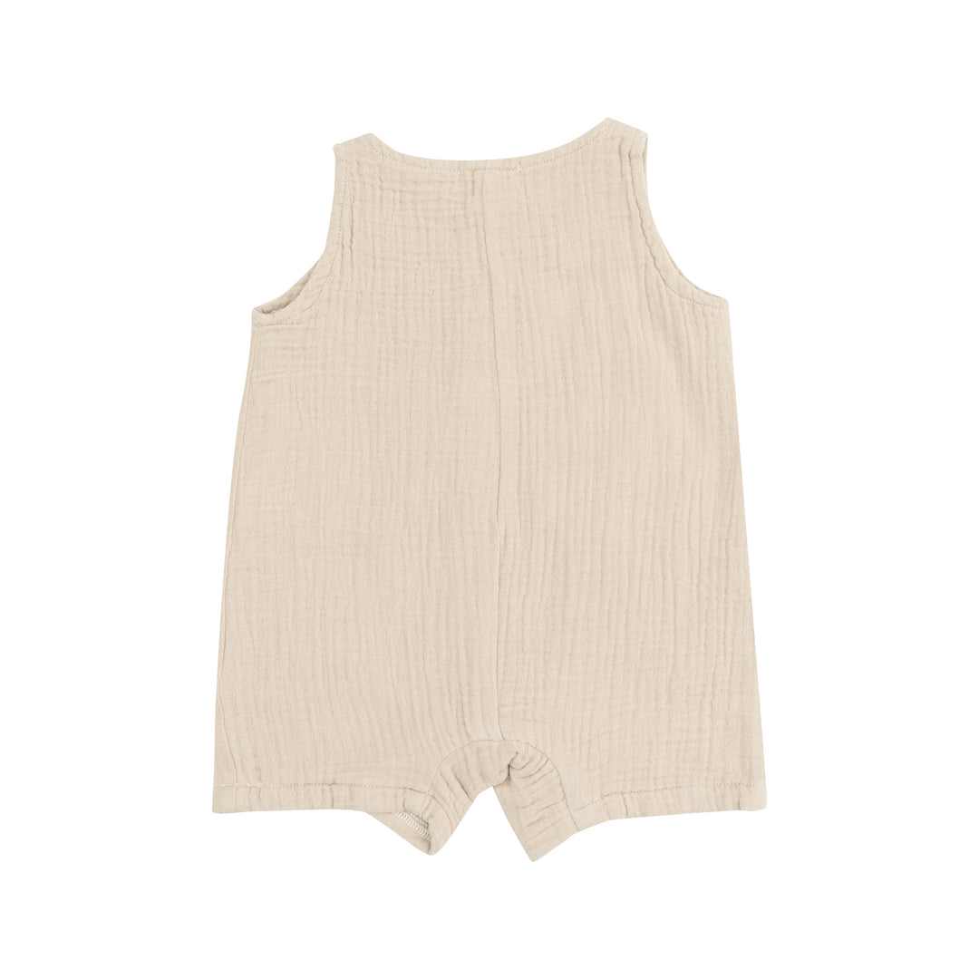 Sleeveless Shortie Romper - Muslin Oxford Tan