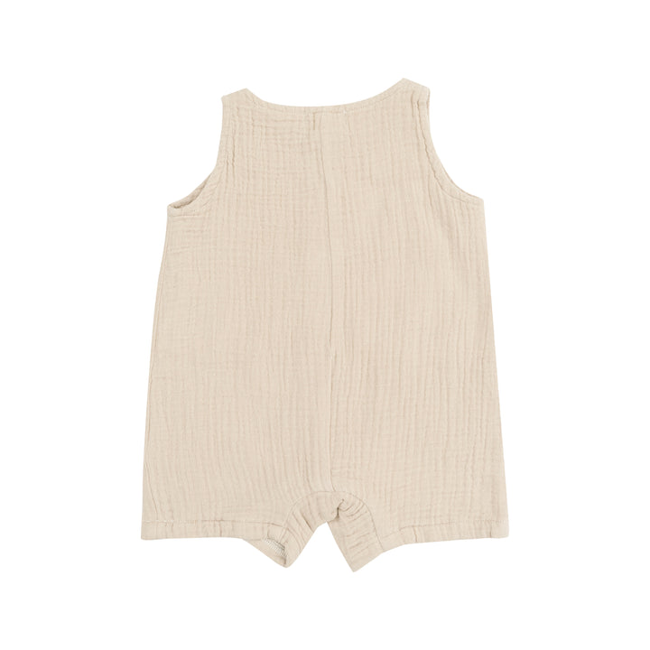 Sleeveless Shortie Romper - Muslin Oxford Tan