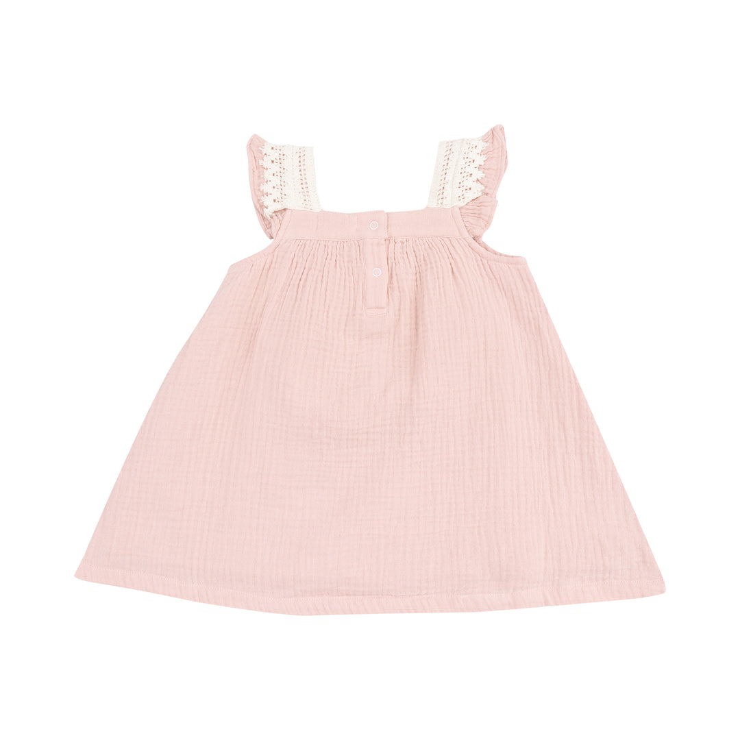Sundress &amp; Diaper Cover - Solid Muslin Rose Smokes