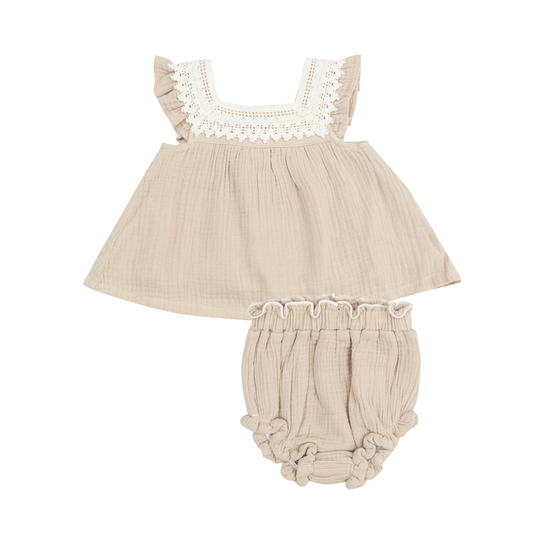 Pinafore Dress - Solid Muslin Oxford Tan