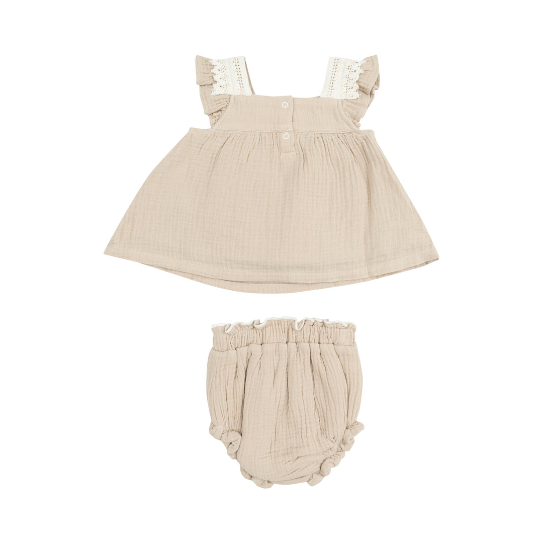 Pinafore Dress - Solid Muslin Oxford Tan